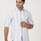 Light Blue Striped Slim Fit Casual Shirt | Greenfibre