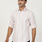 Peach Striped Slim Fit Casual Shirt | Greenfibre