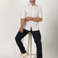 Peach Striped Slim Fit Casual Shirt | Greenfibre