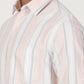 Peach Striped Slim Fit Casual Shirt | Greenfibre