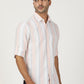 Peach Striped Slim Fit Casual Shirt | Greenfibre