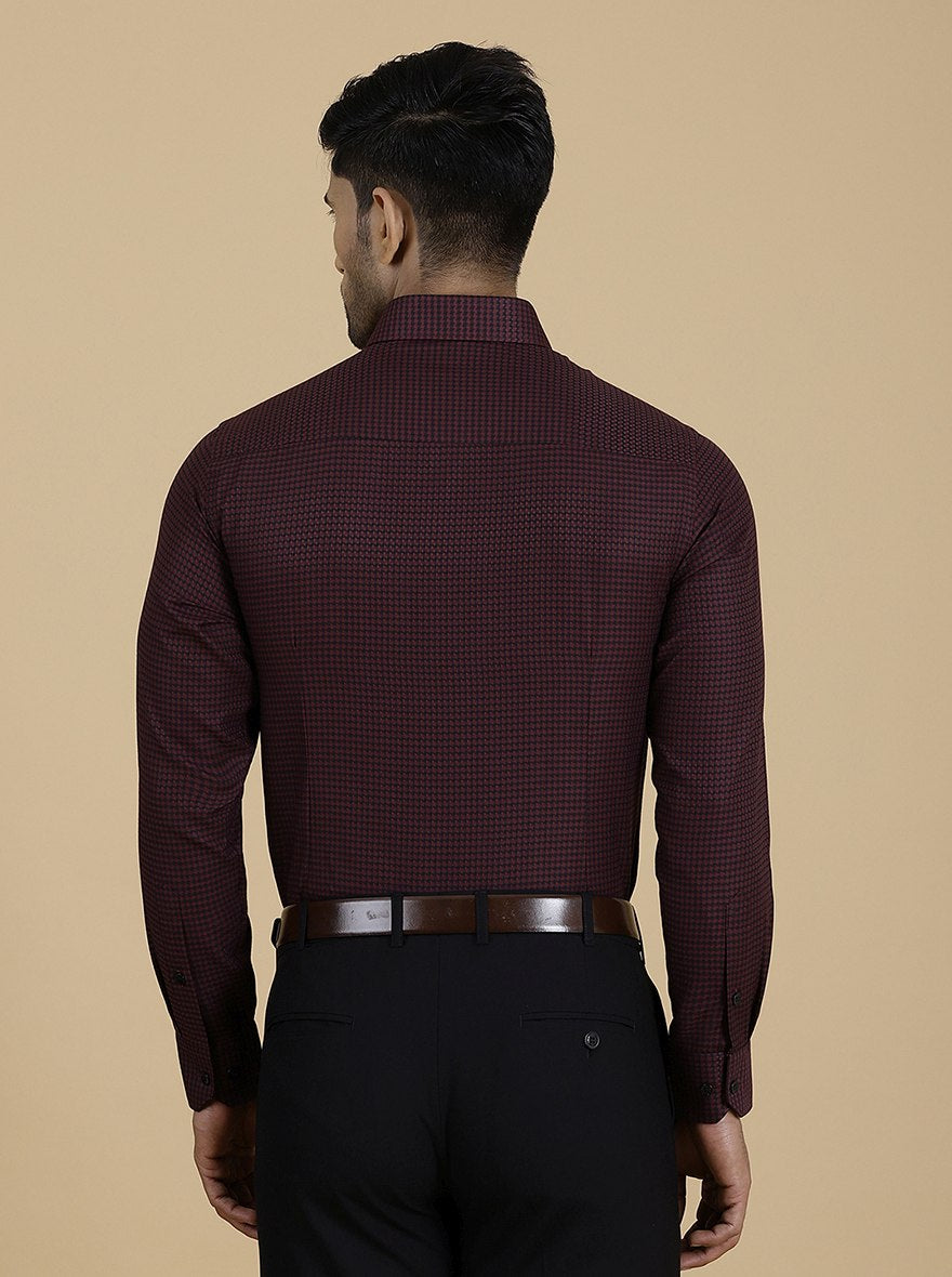 Maroon Checked Slim Fit Formal Shirt | Greenfibre