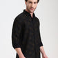 Black Printed Slim Fit Casual Shirt | Greenfibre
