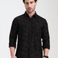 Black Printed Slim Fit Casual Shirt | Greenfibre