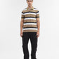 Khaki & White Striped Slim Fit Polo T-Shirt | Greenfibre