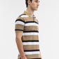 Khaki & White Striped Slim Fit Polo T-Shirt | Greenfibre