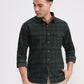 Dark Green Checked Slim Fit Casual Shirt | Greenfibre