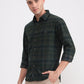 Dark Green Checked Slim Fit Casual Shirt | Greenfibre