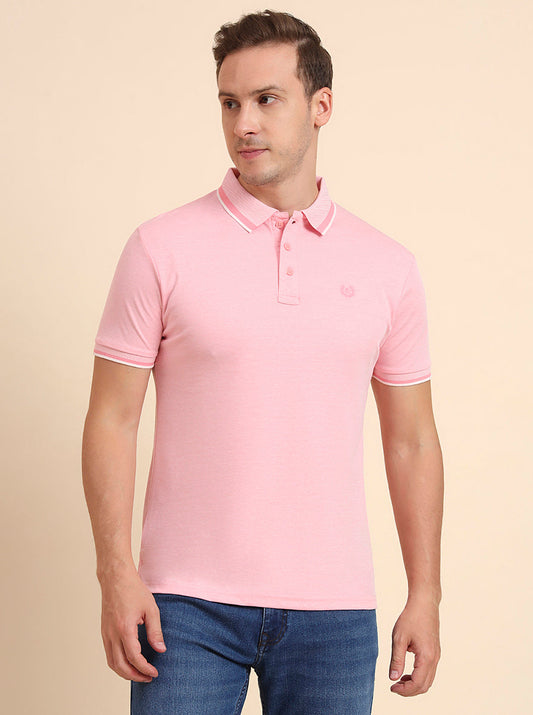 Ice Pink Solid Slim Fit T-Shirt | Greenfibre