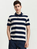 Teal & White Striped Regular Fit Polo T-Shirt | Greenfibre