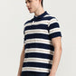 Teal & White Striped Regular Fit Polo T-Shirt | Greenfibre