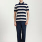 Teal & White Striped Regular Fit Polo T-Shirt | Greenfibre