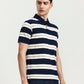 Teal & White Striped Regular Fit Polo T-Shirt | Greenfibre