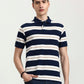 Teal & White Striped Regular Fit Polo T-Shirt | Greenfibre