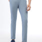 Light Blue Solid Super Slim Fit Casual Trouser | Greenfibre