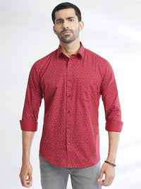 Red Printed Smart Fit Semi Casual Shirt | Greenfibre