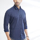 Navy Blue Printed Smart Fit Semi Casual Shirt | Greenfibre