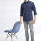 Navy Blue Printed Smart Fit Semi Casual Shirt | Greenfibre