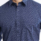 Navy Blue Printed Smart Fit Semi Casual Shirt | Greenfibre