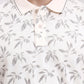 Cream Printed Slim Fit Polo T-Shirt | Greenfibre
