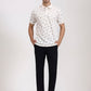 Cream Printed Slim Fit Polo T-Shirt | Greenfibre