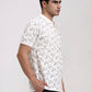 Cream Printed Slim Fit Polo T-Shirt | Greenfibre