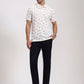 Cream Printed Slim Fit Polo T-Shirt | Greenfibre