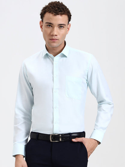 Light Green Solid Slim Fit Formal Shirt | Greenfibre