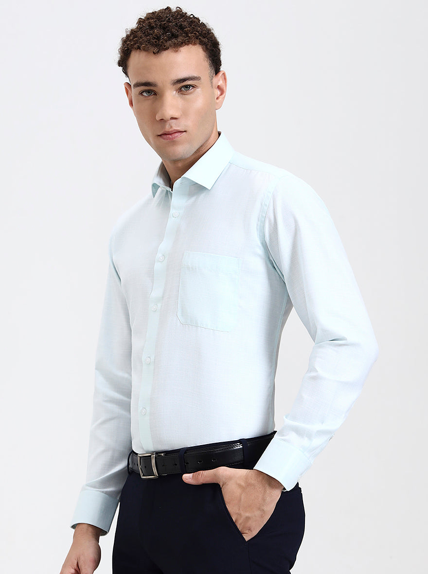 Light Green Solid Slim Fit Formal Shirt | Greenfibre
