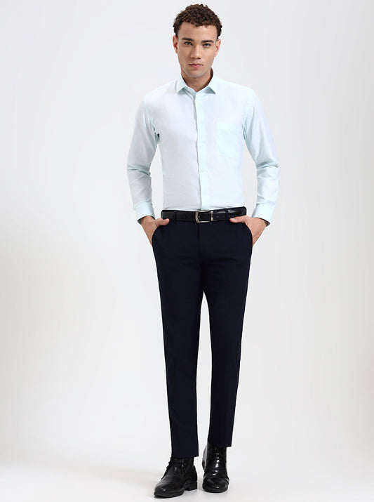 Light Green Solid Slim Fit Formal Shirt | Greenfibre