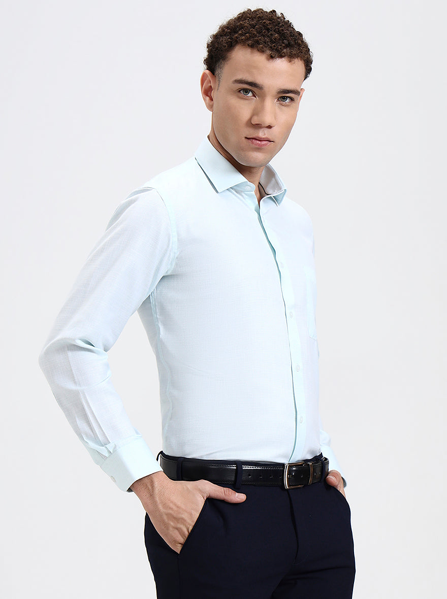Light Green Solid Slim Fit Formal Shirt | Greenfibre
