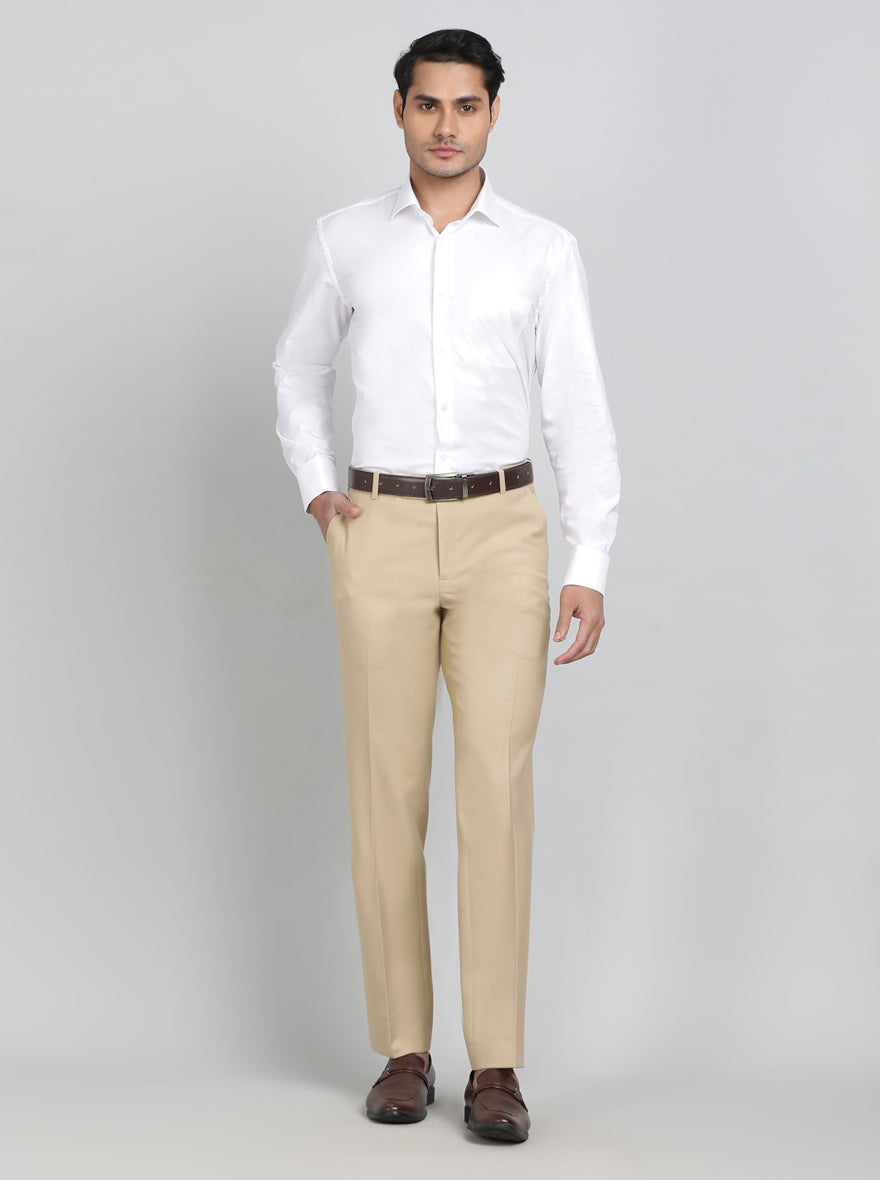 White Solid Slim Fit Formal Shirt | Metal