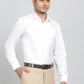 White Solid Slim Fit Formal Shirt | Metal