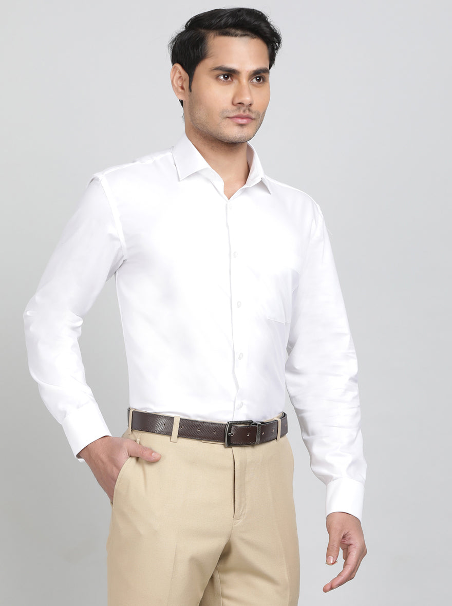 White Solid Slim Fit Formal Shirt | Metal
