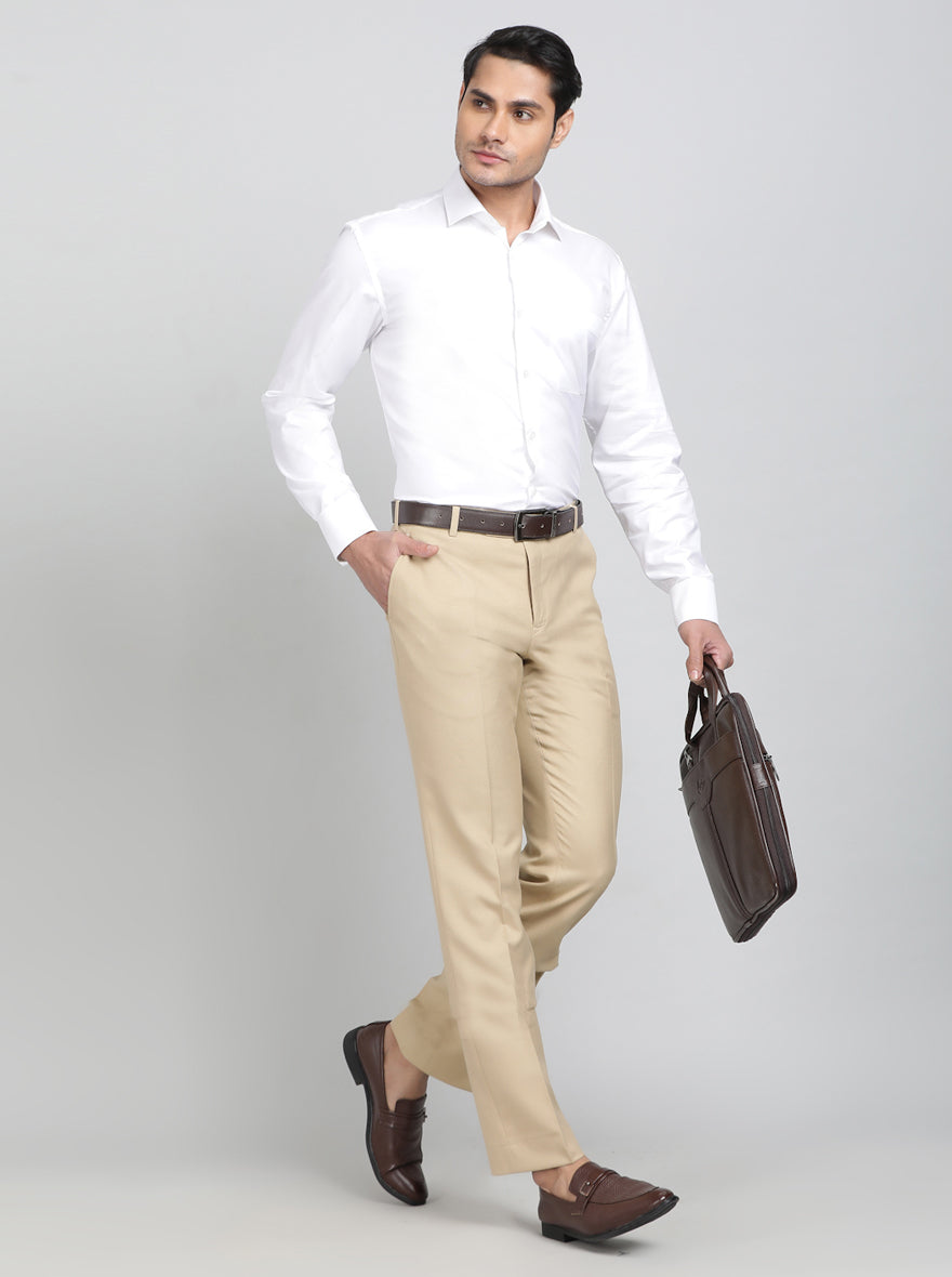 White Solid Slim Fit Formal Shirt | Metal