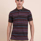 Multicolor Striped Slim Fit Polo T-Shirt | Greenfibre