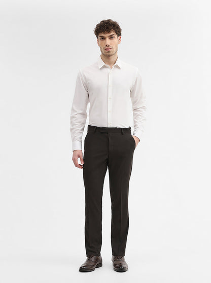 Brown Solid Super Slim Fit Formal Trouser | Greenfibre