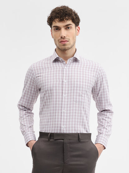 White & Onion Checked Slim Fit Formal Shirt | Greenfibre