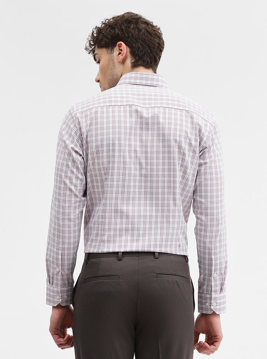 White & Onion Checked Slim Fit Formal Shirt | Greenfibre