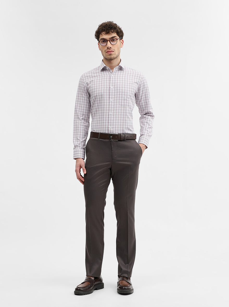 White & Onion Checked Slim Fit Formal Shirt | Greenfibre