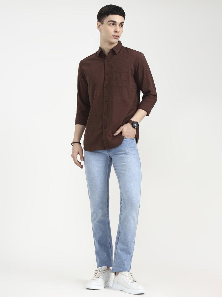 Light Indigo Blue Solid Narrow Fit Jeans | Greenfibre