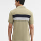 Olive Green & Navy Striped Slim Fit Polo T-Shirt | Greenfibre
