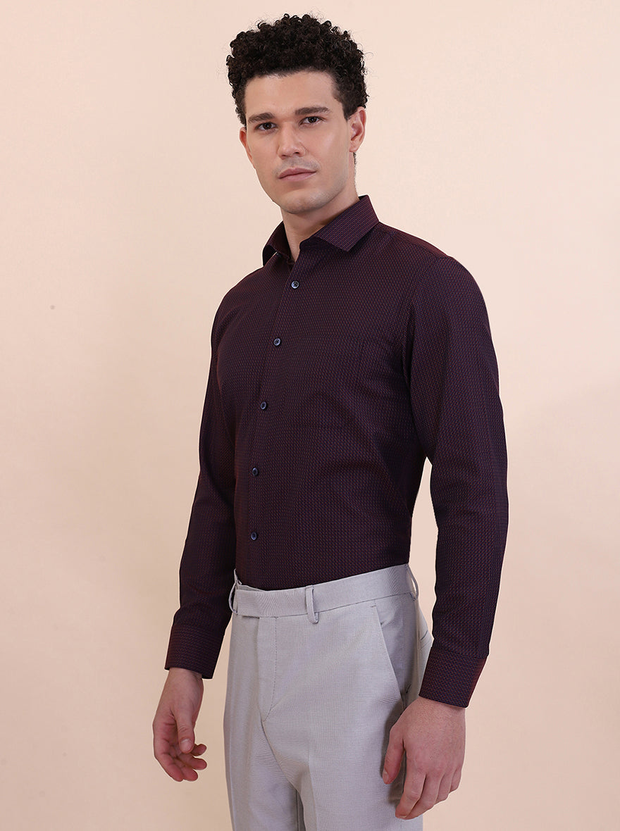 Maroon Washed Slim Fit Formal Shirt | Greenfibre