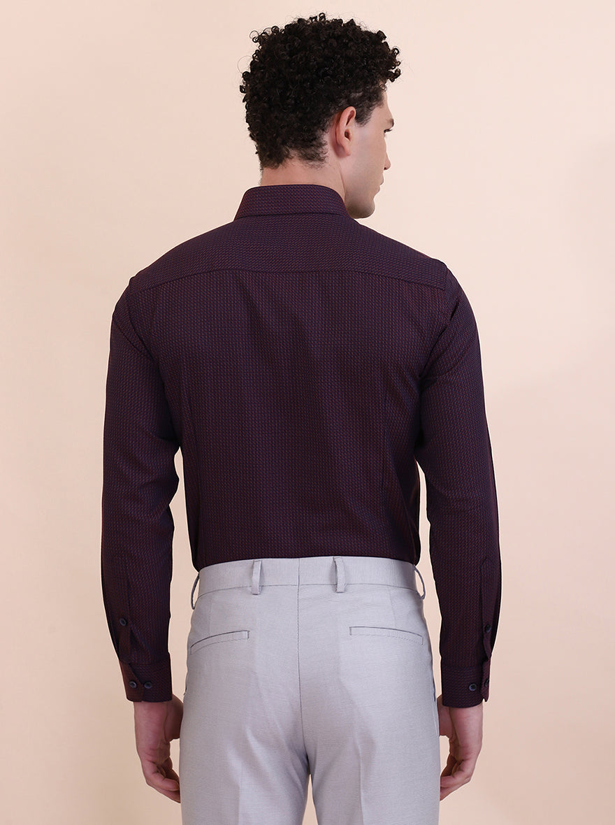 Maroon Washed Slim Fit Formal Shirt | Greenfibre
