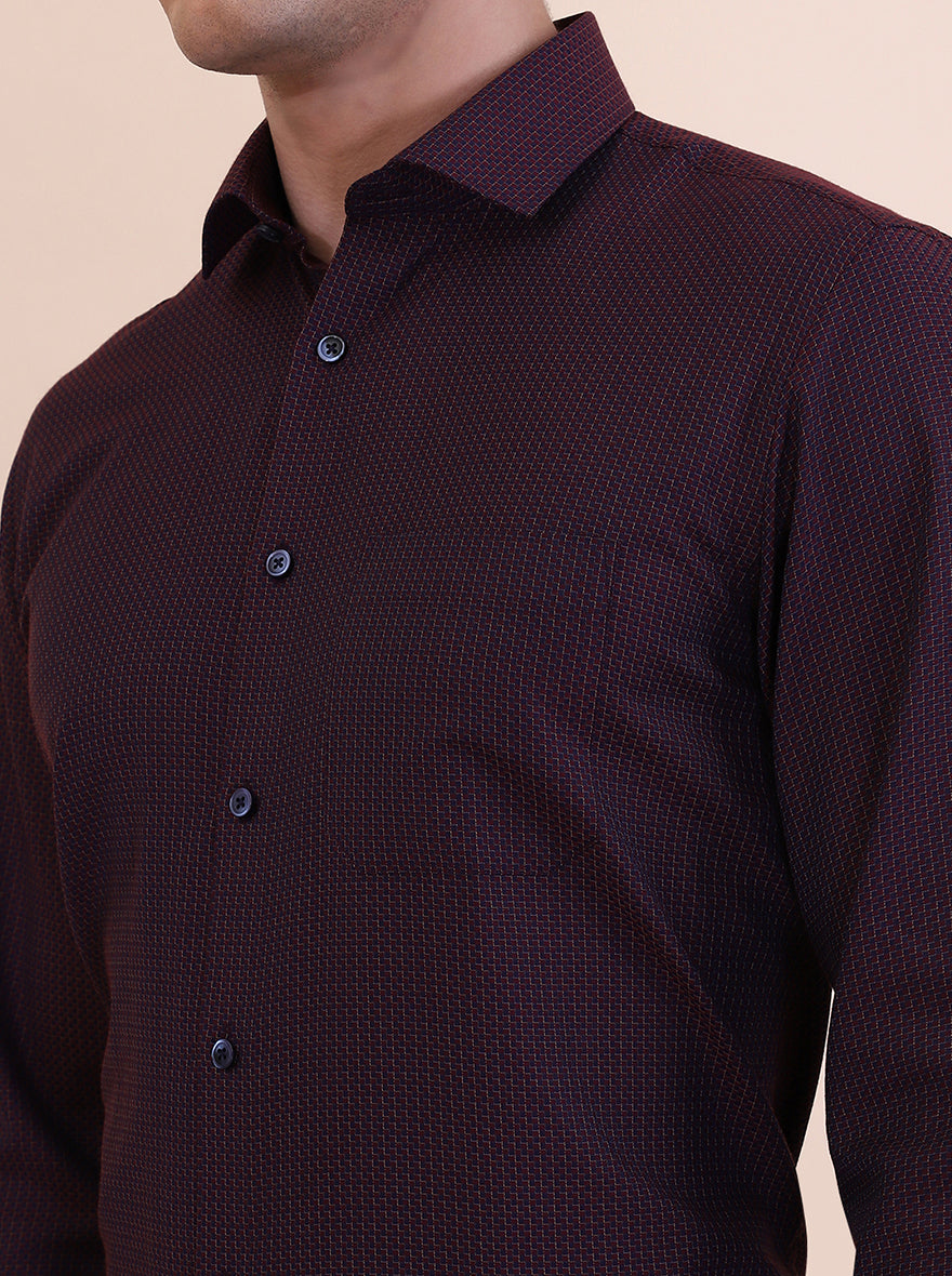 Maroon Washed Slim Fit Formal Shirt | Greenfibre