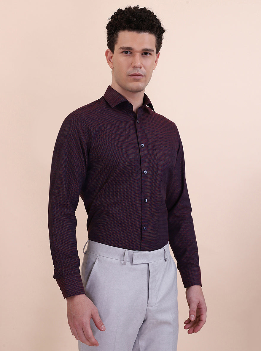 Maroon Washed Slim Fit Formal Shirt | Greenfibre