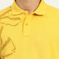 Yellow Printed Slim Fit Polo T-Shirt | Greenfibre