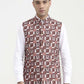 Maroon & White Printed  Waistcoat | Greenfibre