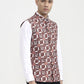 Maroon & White Printed  Waistcoat | Greenfibre
