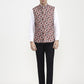 Maroon & White Printed  Waistcoat | Greenfibre